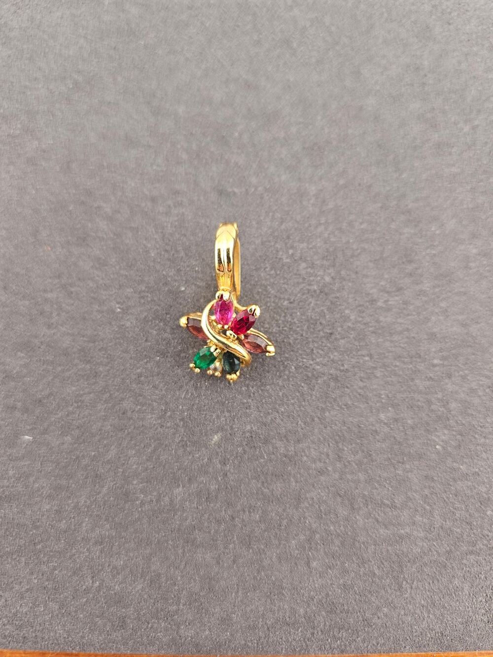 Romai Clip On Slide Charm Pendant Gold Tone Multicolor Crystal Stone Star Flower